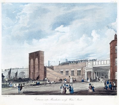 Entrance into Manchester Across Water Street, Engraved by Henry Pyall, Published by Ackermann & Co. by Thomas Talbot after Bury